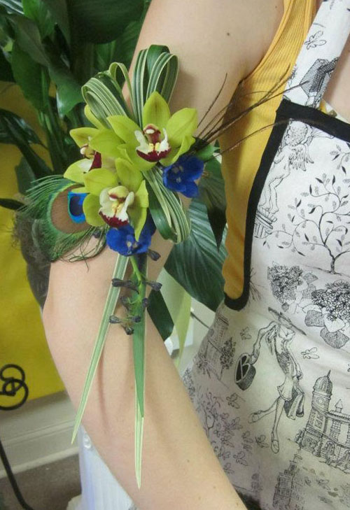 green cymbidium orchid corsage