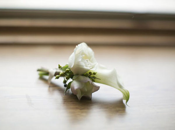 white calla boutonniere