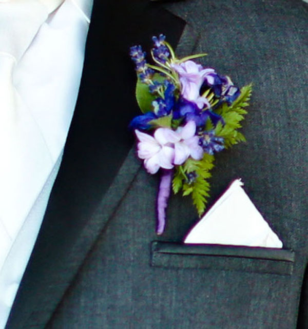 purple boutonniere