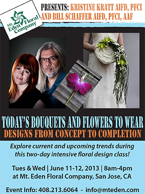 Florist Design Class Workshop with Bill Schaffer AIFD and Kris Kratt AIFD in California