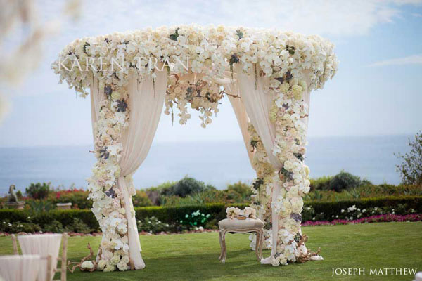 white flower chuppah