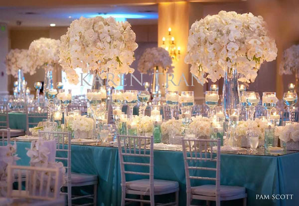 all white elevated centerpieces