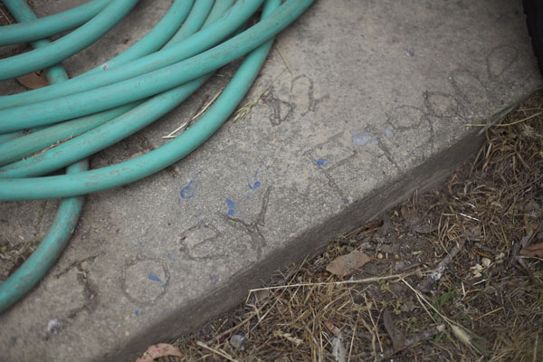 Louie told Nancy and I that his son, Joe, will take over the farm one day. As I was leaving I noticed this drawn into the concrete, it made me smile.