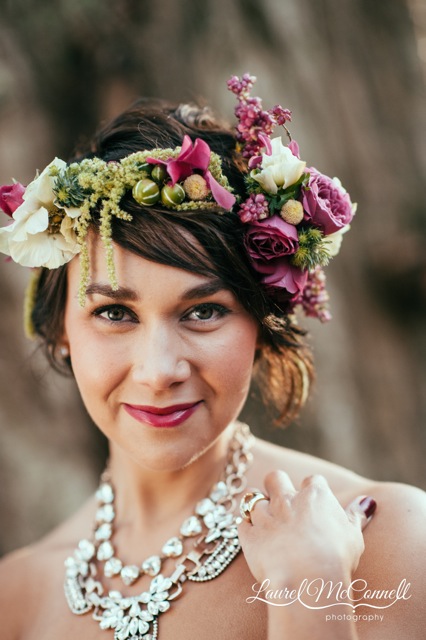 Floressence, pink and green flower crown