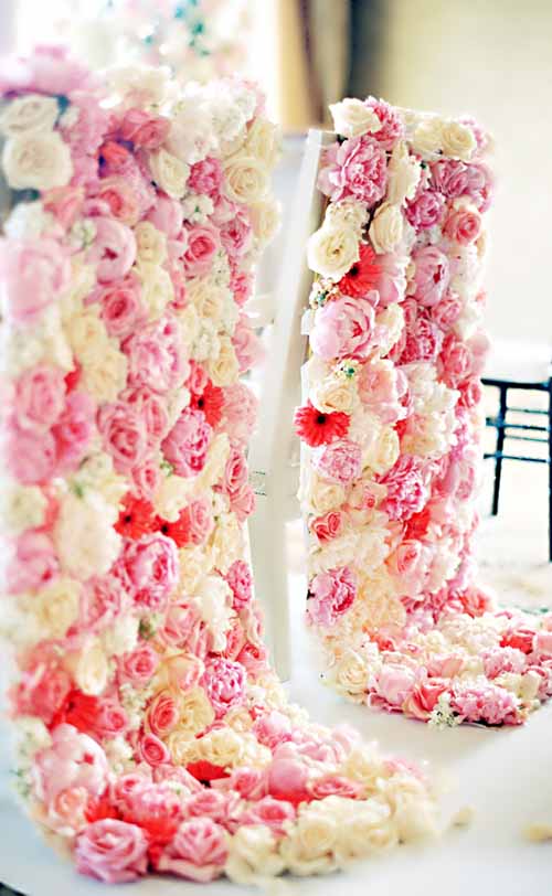 Pink and White Chair Decorations with flowers