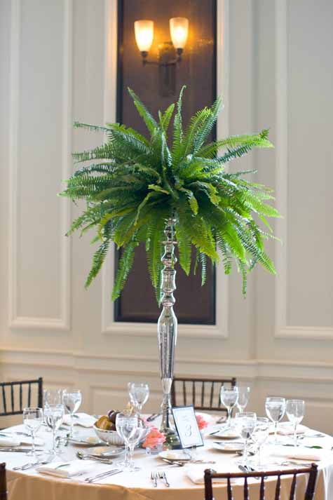 Sweetchic Events Dennis Lee Photo - Centerpiece of Ferns on silver candelabra