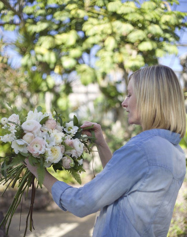 Florabundance Design Days 2016 - Katie Noonan AIFD designing a blush bridal bouquet