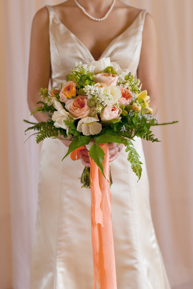 Flora Organica Designs - JJT Photo - Peach and White Bridal Bouquet