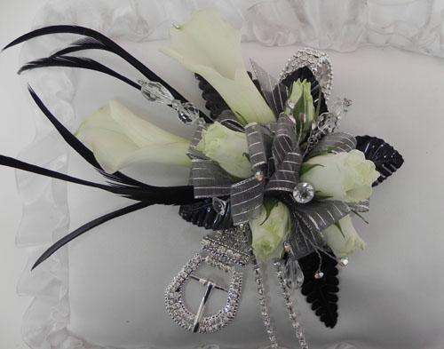 black and white corsages for prom