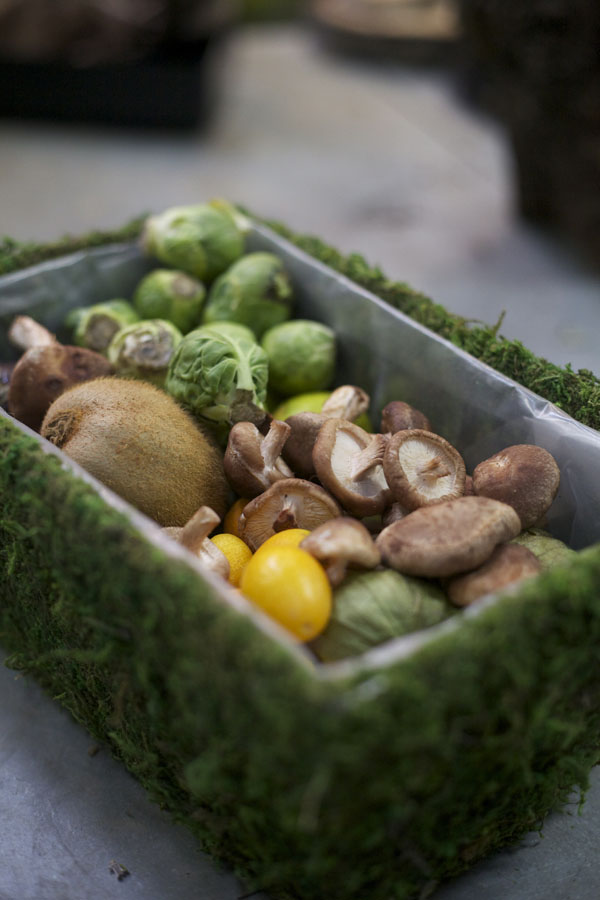 mushrooms and brussel sprouts