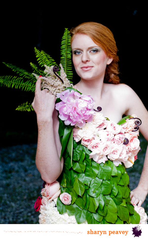 dress made out of flowers