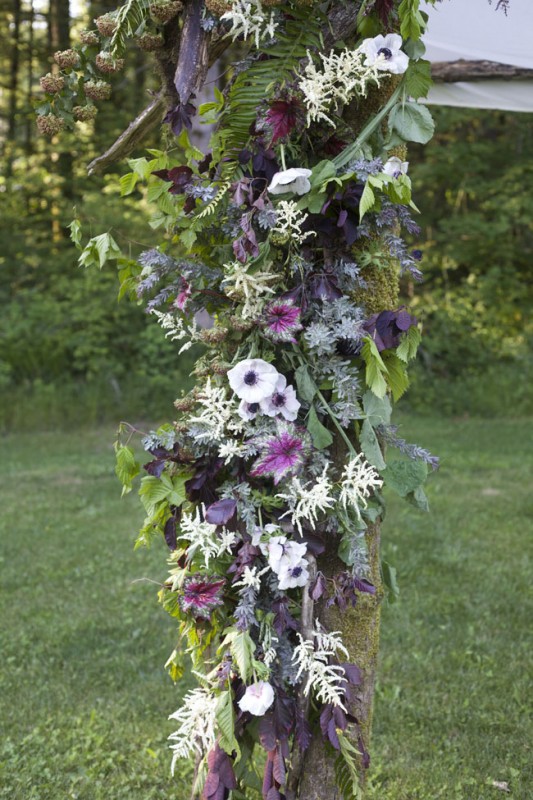 Rustic, Woodland Wedding Chuppah designed at a Flirty Fleurs Floral Design Class in Washington.