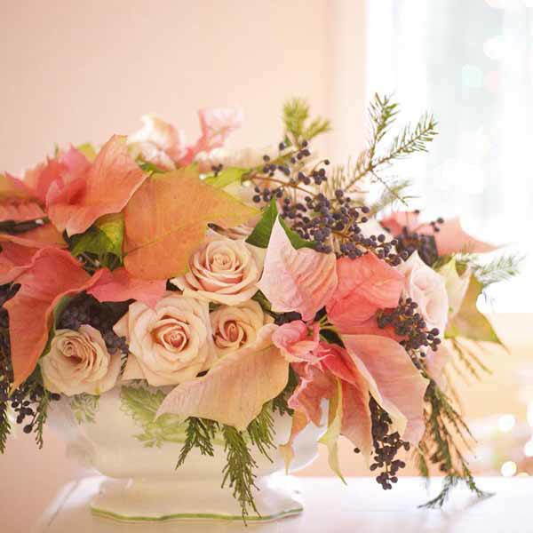 Bella Fiori - Poinsettia and rose flower arrangement