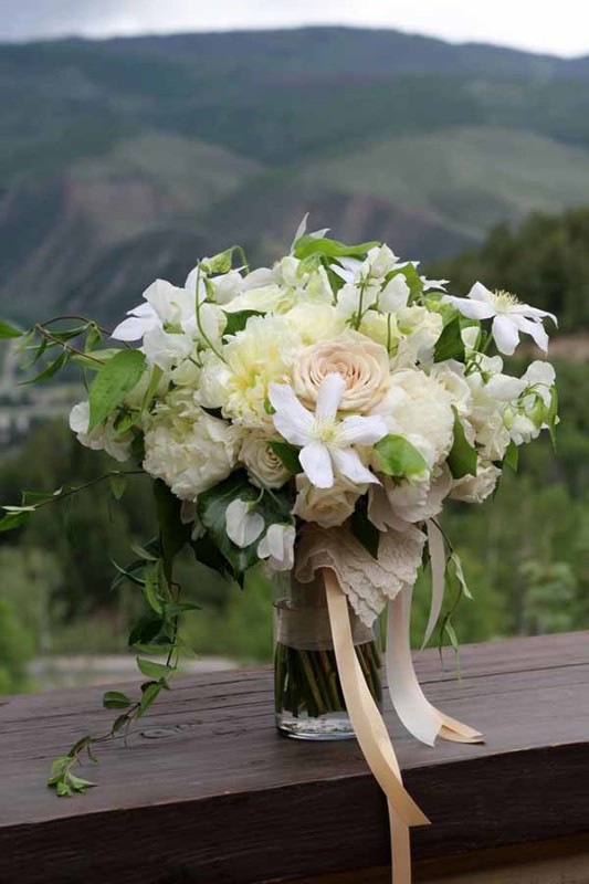 Bare Root Flora - white bridal bouquet with peonies, clematis and roses