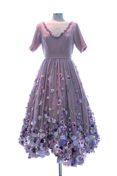 Joseph Massie Lavender Floral Dress Details
