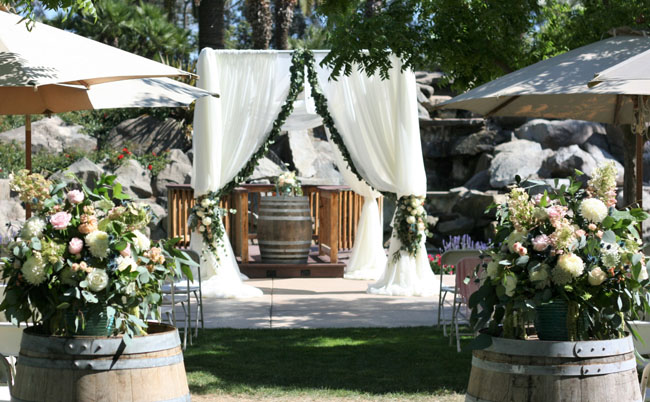 Fleurie Flowers, Reedley, California, Wedding Ceremony Chuppah with garlands