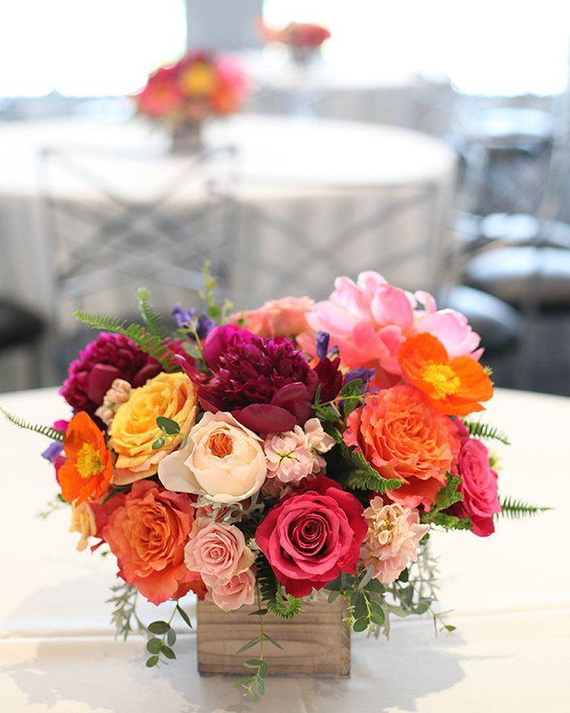 Floral Verde LLC - Cincinnati Florist - wood box filled with vibrant florals