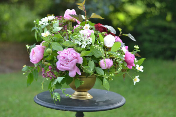 Buckeye Blooms - centerpiece with peonies