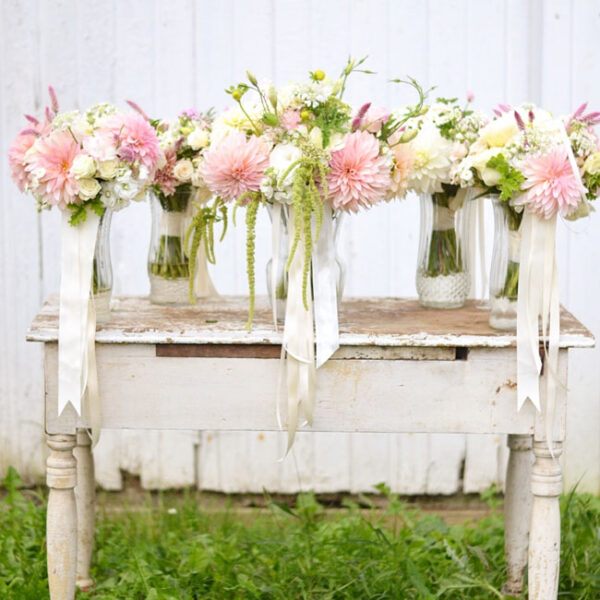 Buckeye Blooms - bouquets with cafe au lait dahlias