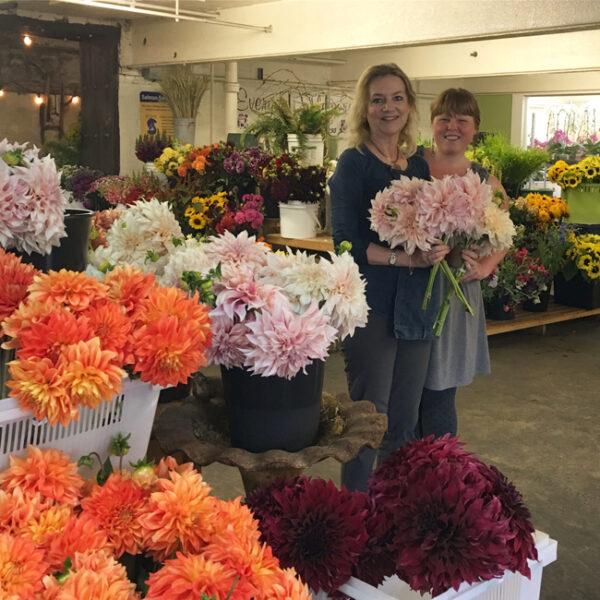 Laura Dowling with Danielle at Seattle Wholesale Growers Market