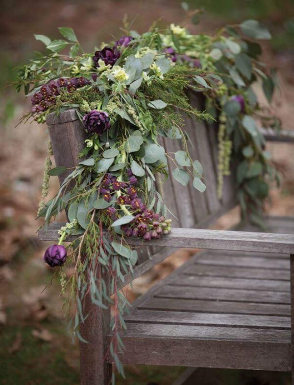 From Amanda at Alluring Blooms, Wisconsin - a garland with Persica intwined into it.