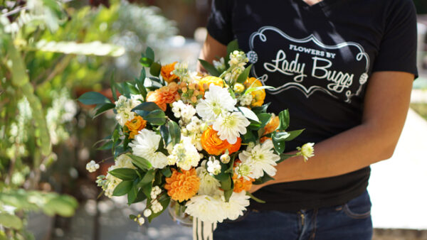 Flowers by Lady Buggs - orange and white bouquet