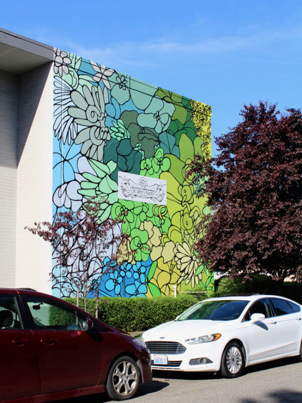 Seattle Wholesale Growers Market Floral Mural by Artist Josephine Rice