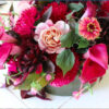 flirty fleurs burgundy and pink floral arrangement