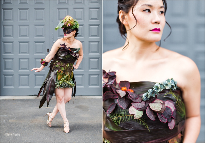 "A Botanical Couture Dress designed with during a floral design workshop with Françoise Weeks and Flirty Fleurs in Seattle, Washington