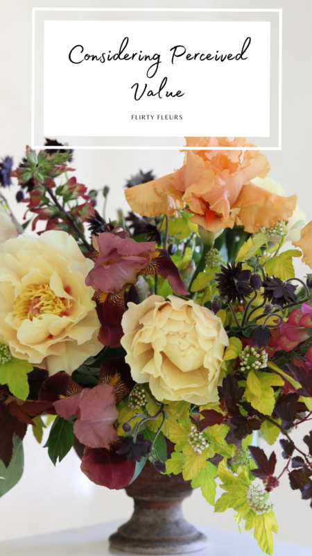 The business of floristry, discussing clients perceived value of various floral arrangements.