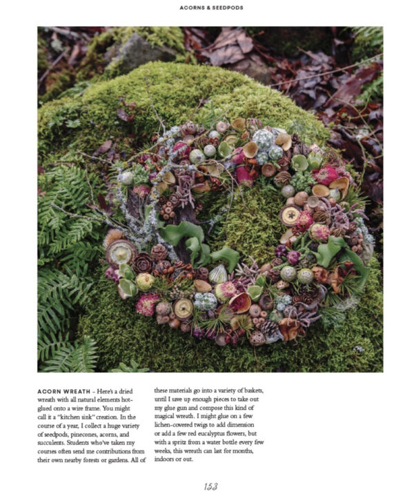 Francoise Weeks book Wonder of the Woodlands - wreath of textures acorns sticks seedpods