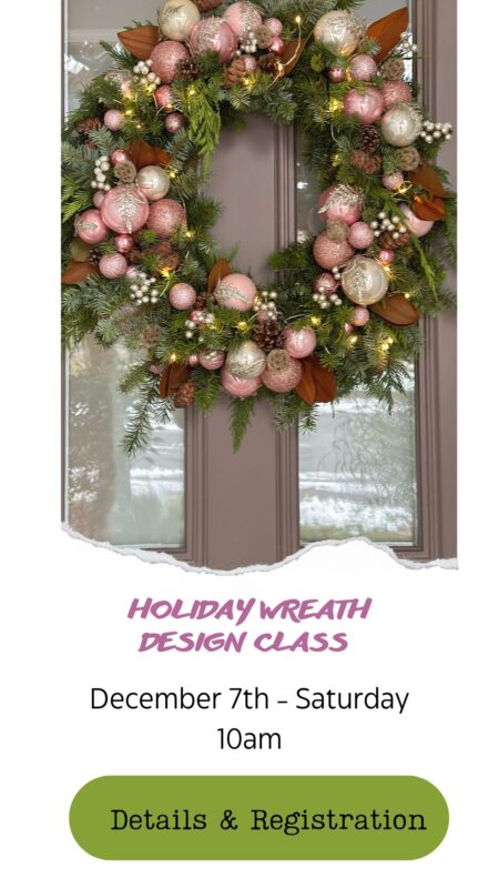 Holiday wreath class Christmas wreath arranging in Snohomish Washington