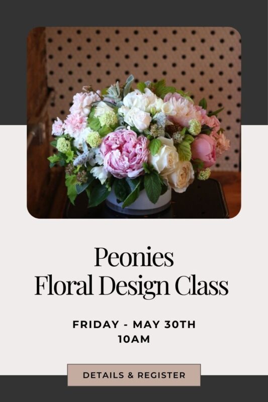 snohomish Washington floral design class with peonies