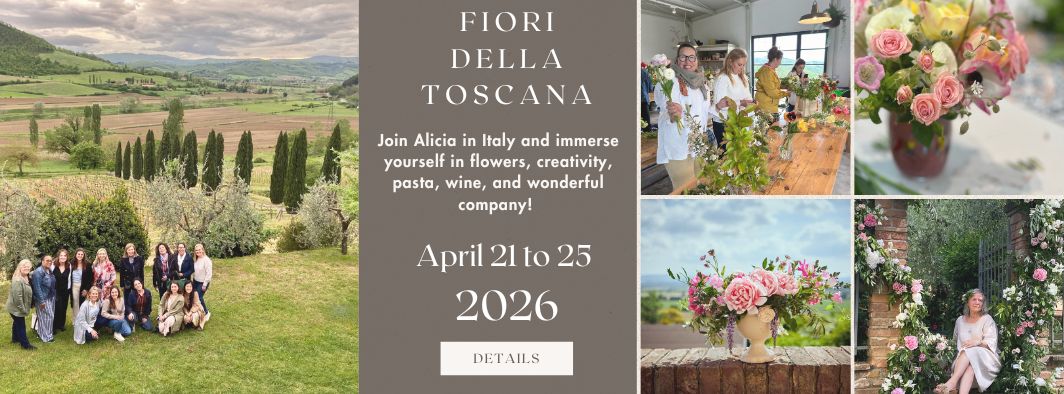 floral design retreat and flower arranging workshop in Tuscany Italy