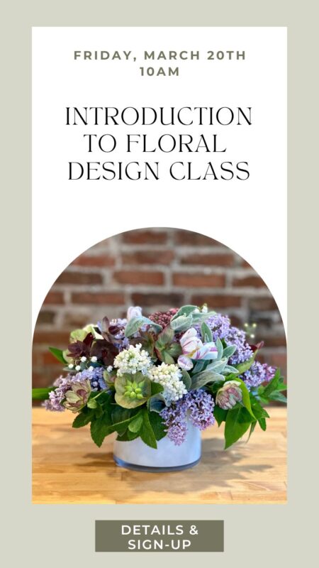 Learn how to arrange flowers in a vase at a floral design class at Fleurs Creative in Snohomish Washington